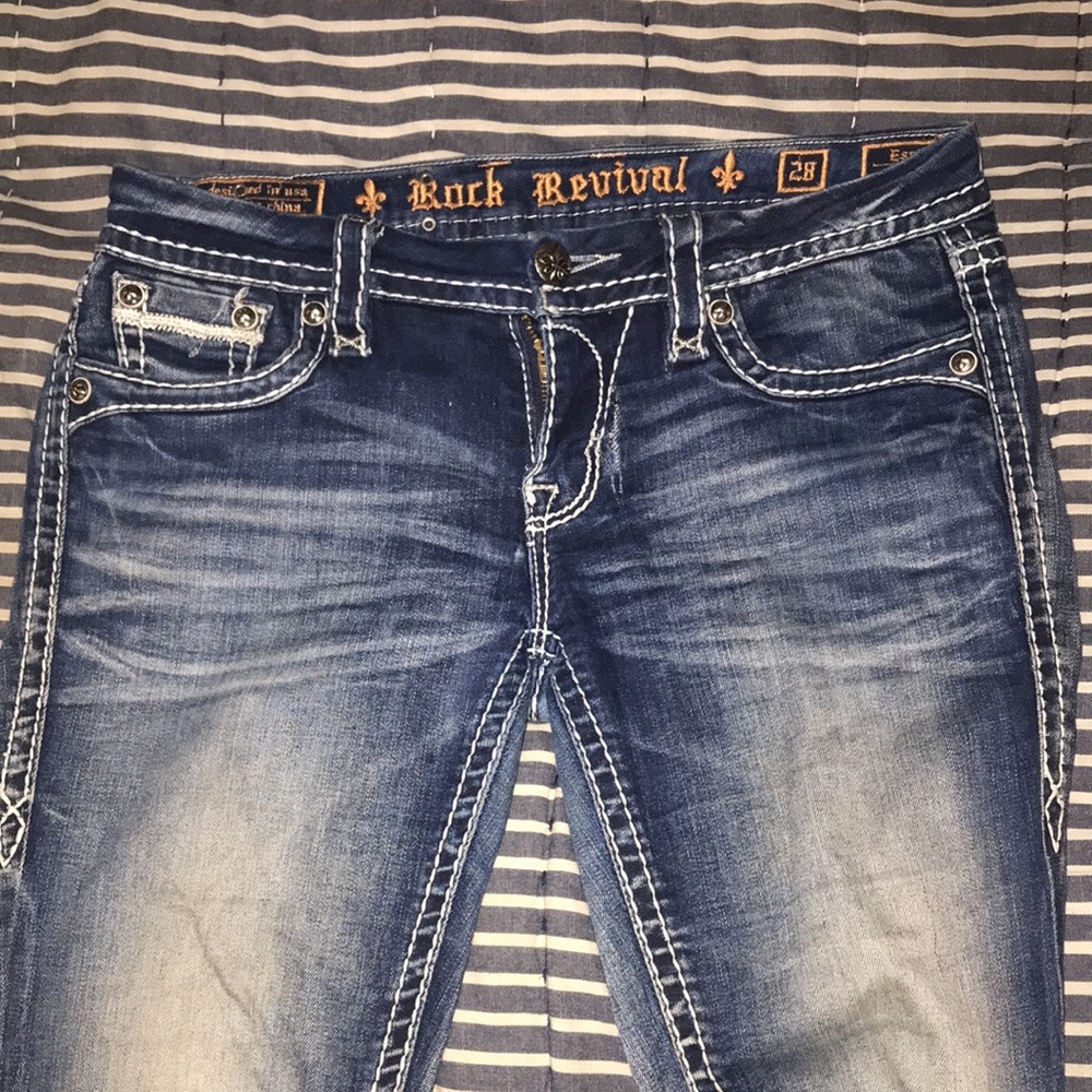 Rock revival jeans button flap essie boot Sz 28*33